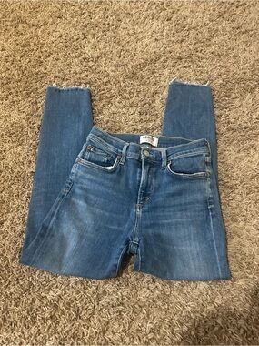 Agolde Skinny High-Rise Jeans in Mid Blue Wash
